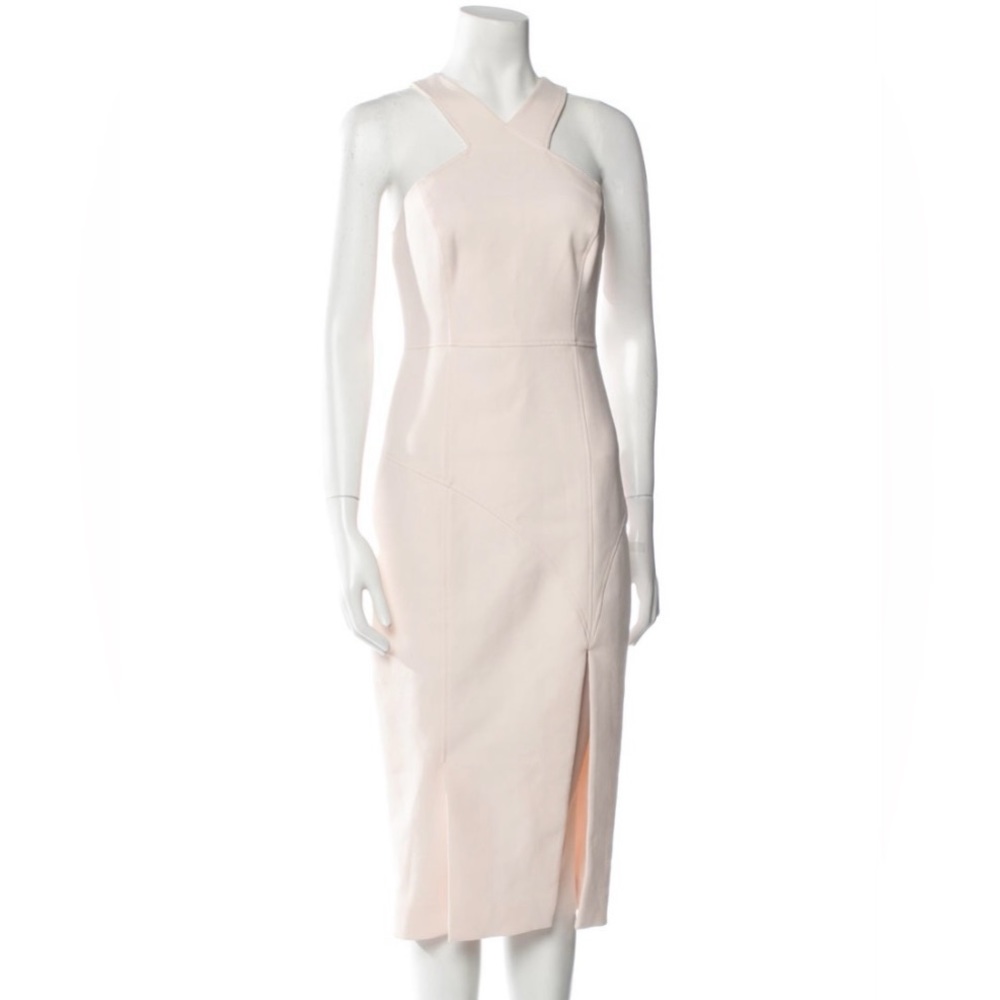 Cinq a Sept halterneck mock neck white pink dress 2